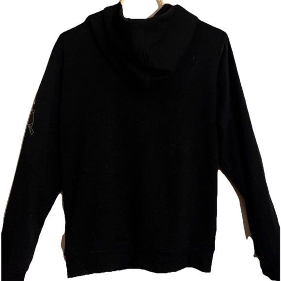 Civilized Graphic Black Zip Up Hoodie Patches & Decals Gold Zipper Sweatshirt - Picture 2 of 9